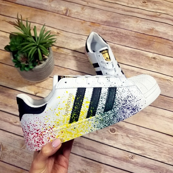 adidas Shoes - Custom Adidas 3 Stripe Paint Splatter Shoes
